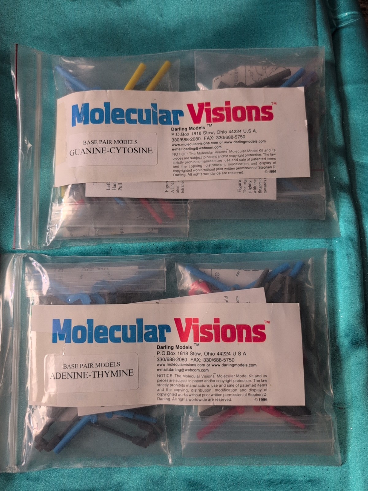 Molecular Visions Flexible Molecular Model Kits Guanine Adenine Thymine Cytosine