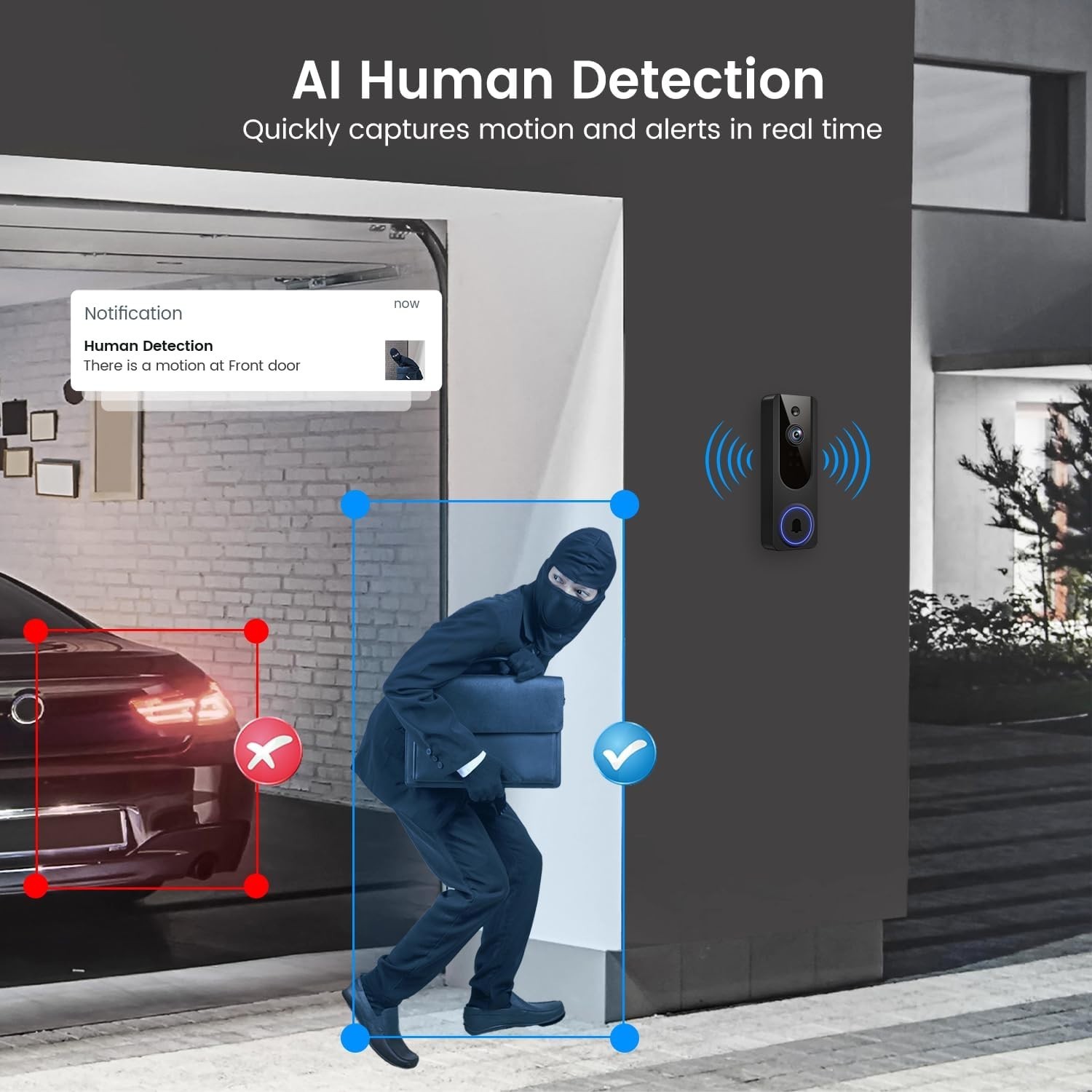 Wireless Smart Doorbell Camera with Motion Detection & Night Vision Capabilities