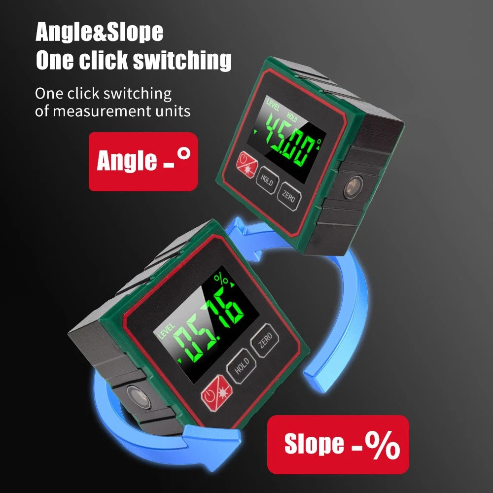 Digital Angle Finder Magnetic Protractor 4-side Laser Level Box Inclinometer USA