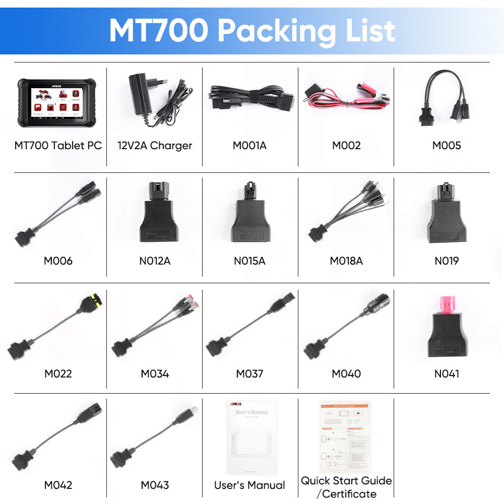 ANCEL MT700 OBD2 Motorcycle All System Diagnostic Scanner Oil Rest ECU Coding