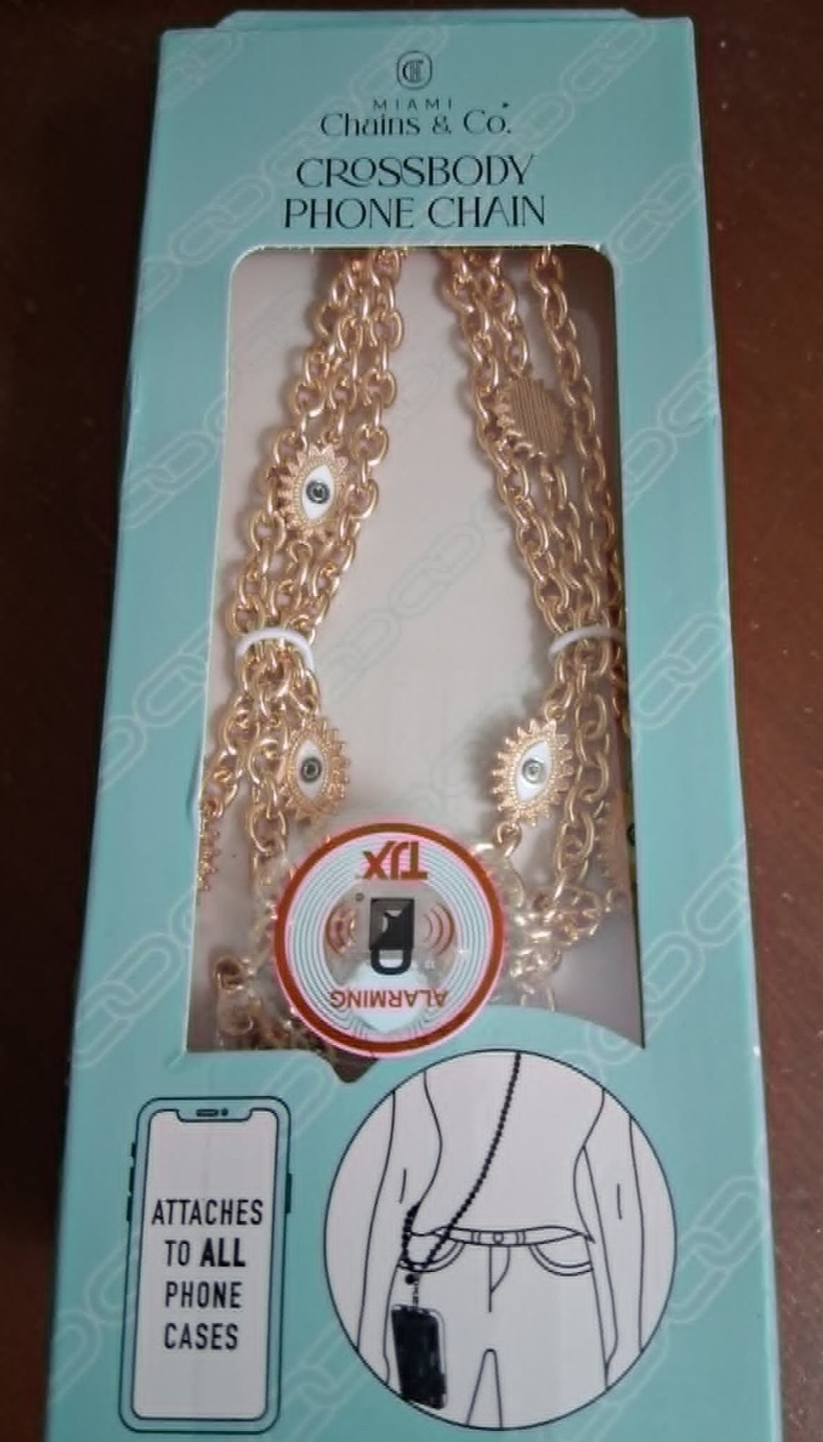 Miami Chains & Co. Chic Evil Eye Gold Crossbody Phone Chain  NIB
