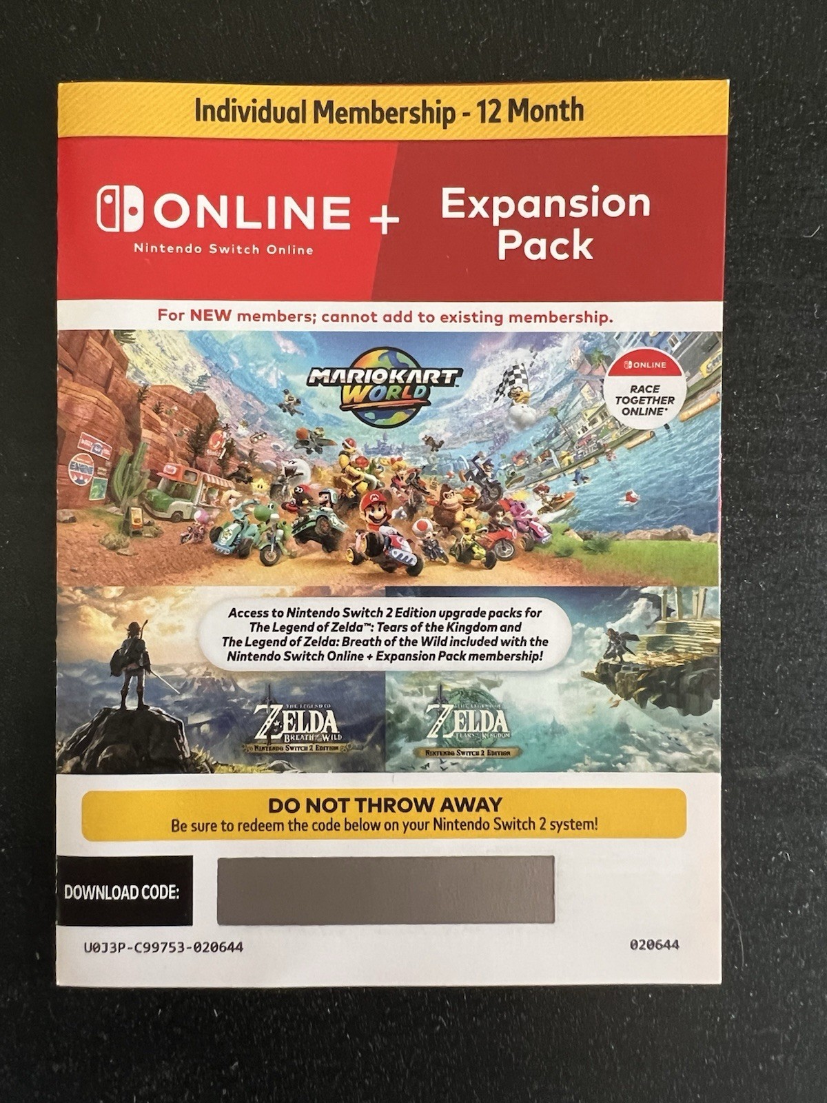 Nintendo Switch Online + Expansion Pack Individual Membership 12 Month Code