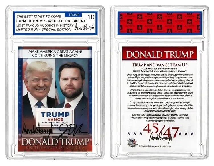 President DONALD TRUMP and JD VANCE Official Election Photo Trading Card