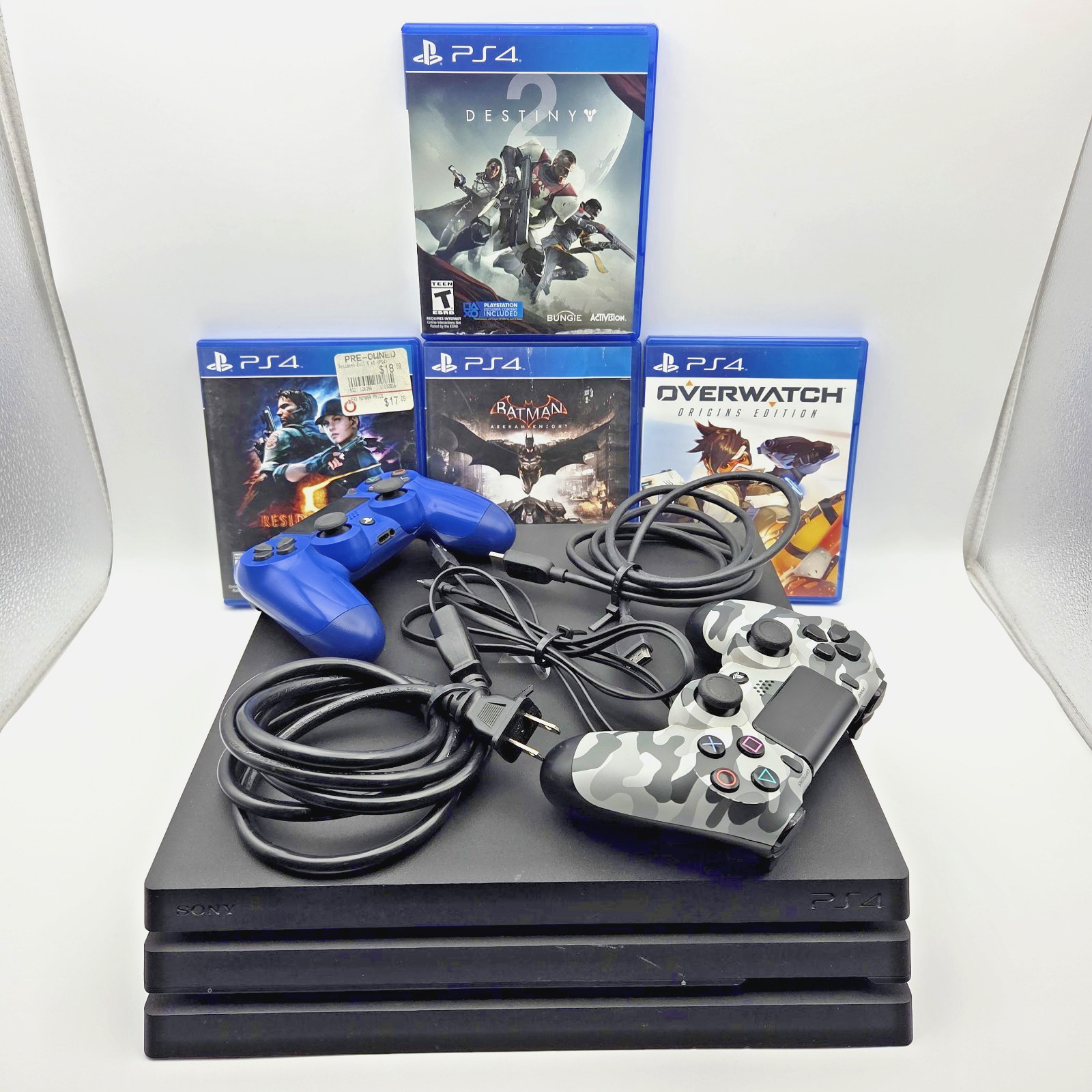 SONY PS4-PRO BUNDLE- CUH-7015B-1TB-4-games two controllers excellent condition!