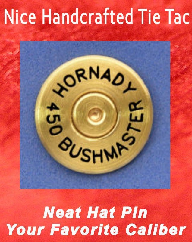 450 BUSHMASTER HORNADY Caliber Cartridge Hat Pin Jacket Pin Tie Tack ammo lapel