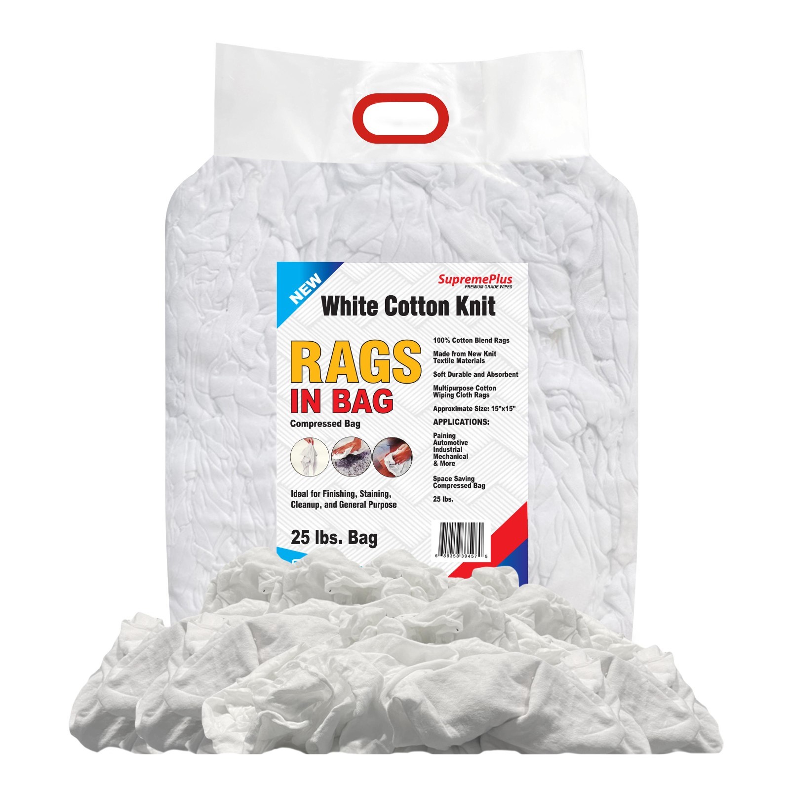 Premium White Knit T-Shirt Cotton Cleaning Rags - Multipurpose Cleaning Cloths