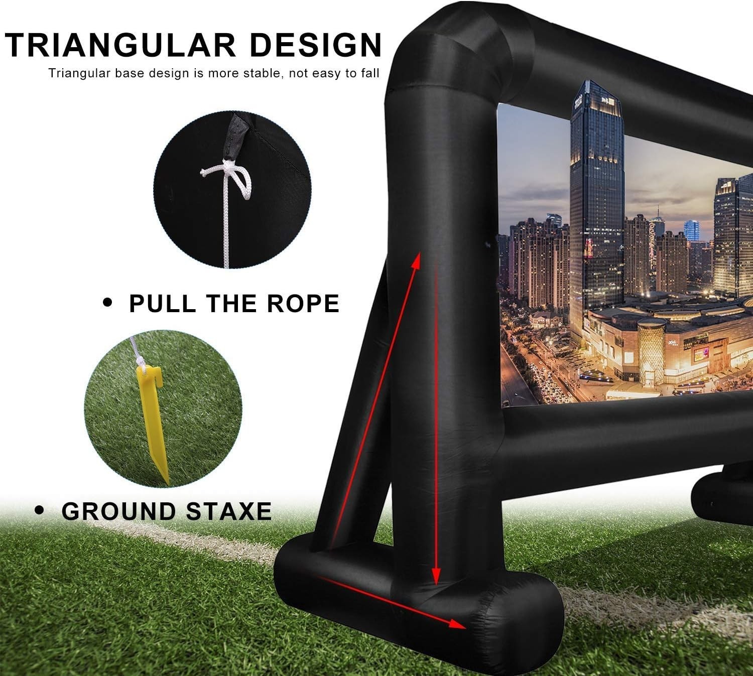 14 Ft Inflatable Outdoor Movie Screen Front Rear Projection Polyester