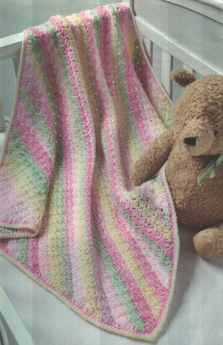 SWEET STRIPES BABY BLANKET AFGHAN NURSERY DECOR CROCHET PATTERN INSTRUCTIONS