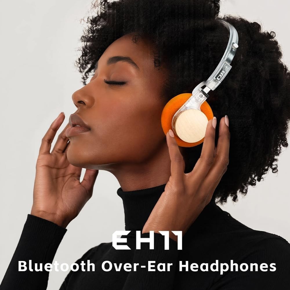 FiiO EH11 Lightweight Over-Ear Bluetooth Headphones, Dual Device (Transparent)