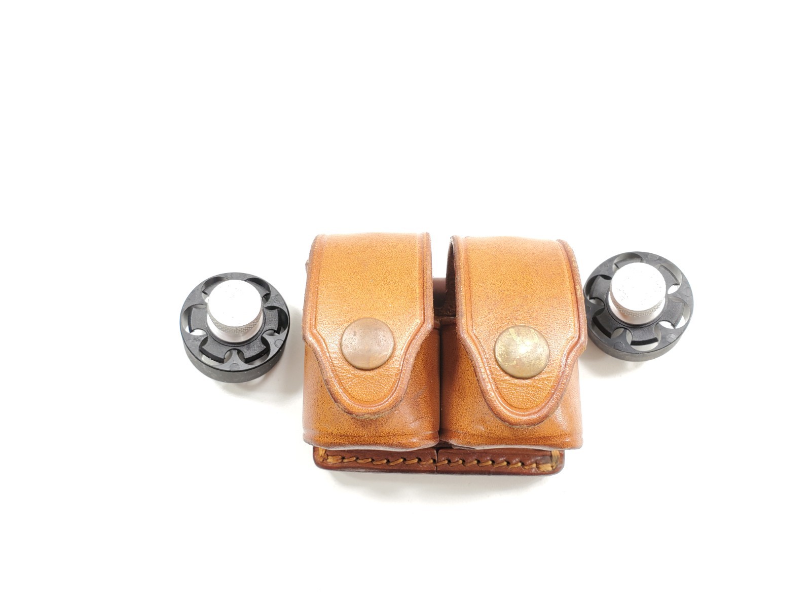 HKS DOUBLE LOADER HOLSTER 103 MED BROWN LEATHER 2 LOADERS 357/38 SPECIAL HKS 10