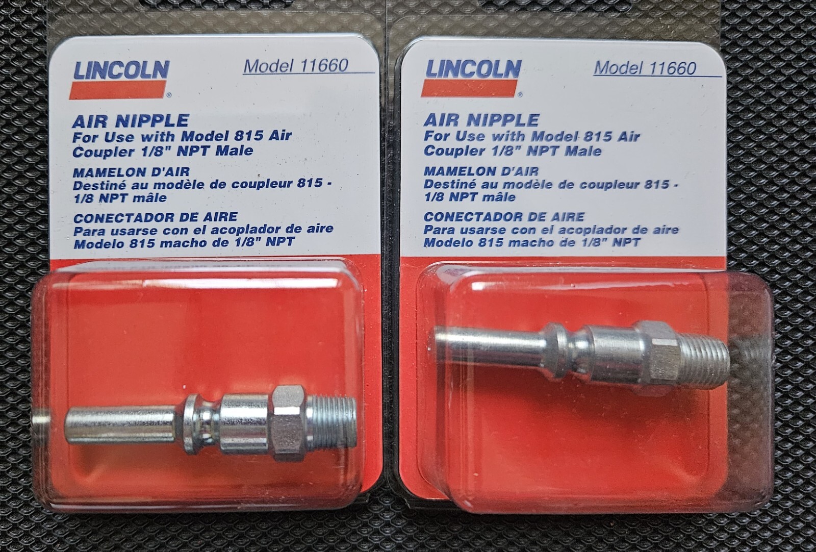 Pair of Lincoln 11660 Air Nipples 1/8" npt Male for Model 815 Air Coupler,NEW