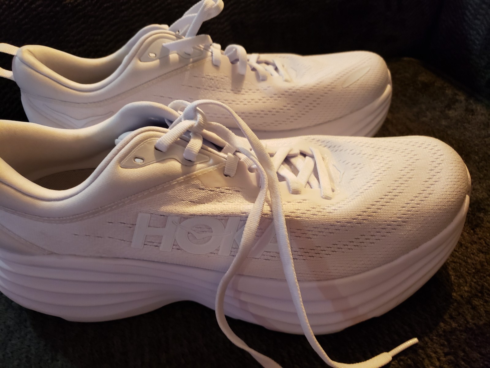 HOKA ONE ONE Bondi 8 Women White Running Shoes Size US 11 Breathable Lightweight