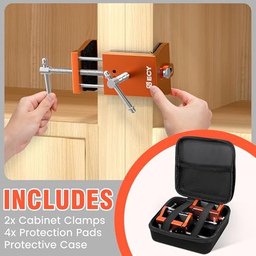 ECY Cabinet Face Frame Alignment Clamps - 2 Pack Orange Aluminum