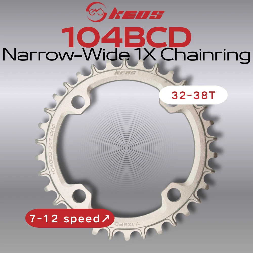 104BCD 1X Narrow Wide Chainring 32T-38T for M370 IXF MTB Road Cranksets