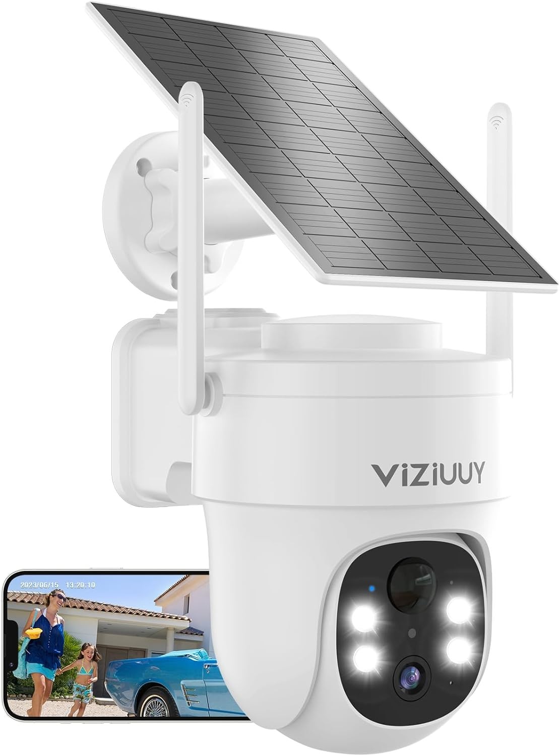 Solar Security Cameras Wireless Outdoor, 3MP Pan Tilt White - Cam