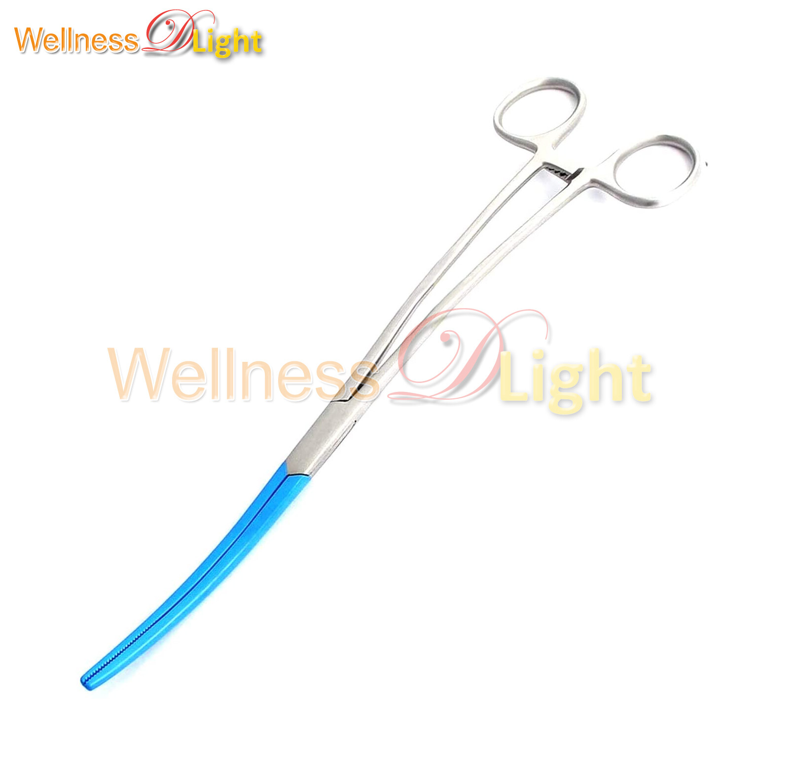 Bozeman Forceps Blue Coated 10.5'' Serrated Tip Double Curved Surgical Medical