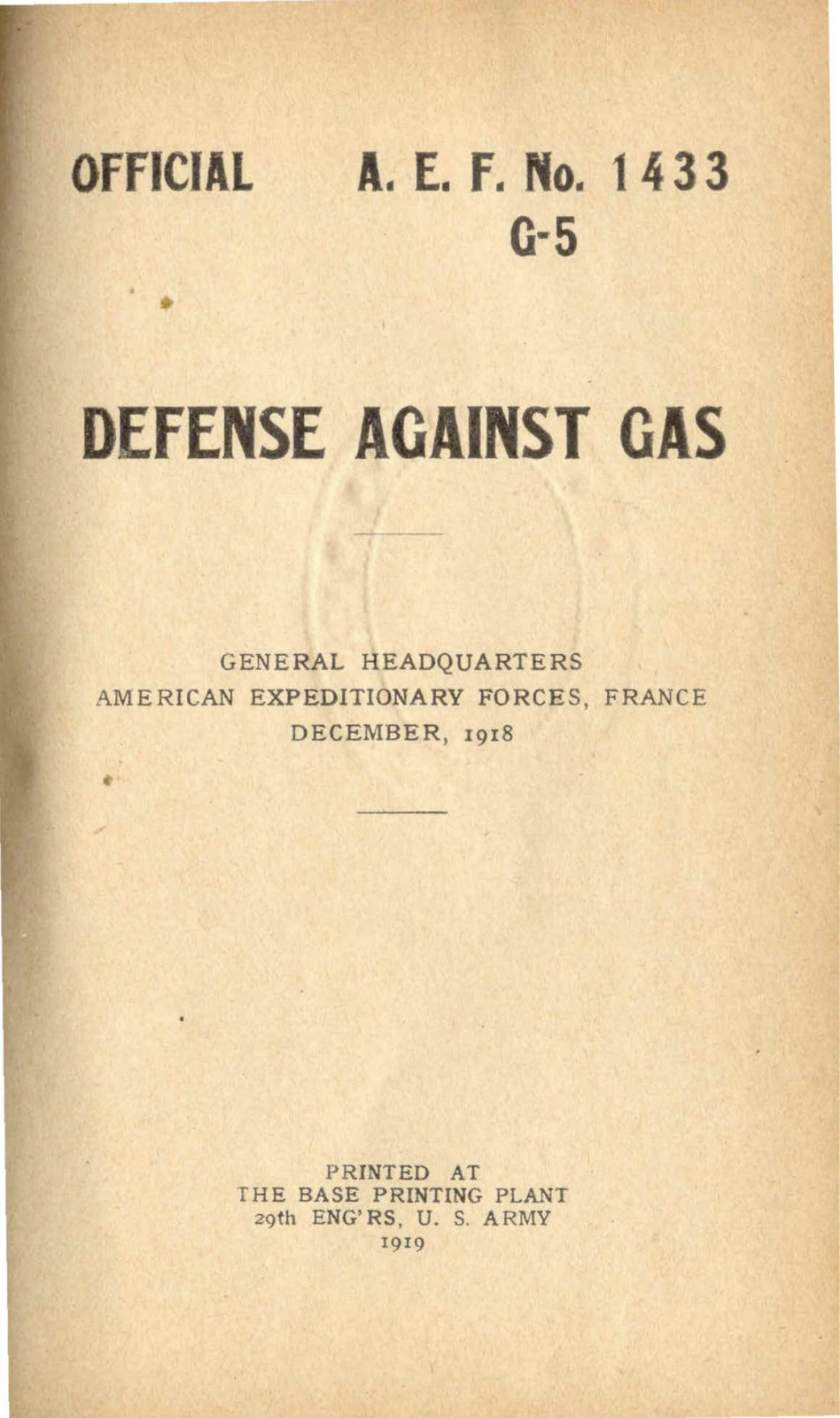 77 Page AEF No 1475-6 G-5 Gas Manual Part VI Defense Against Gas on CD