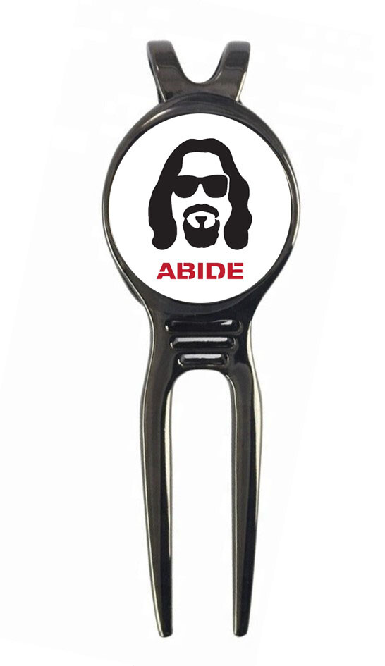 Big Lebowski - The Dude Abides Golf Ball Marker + Black Gunmetal Divot Tool