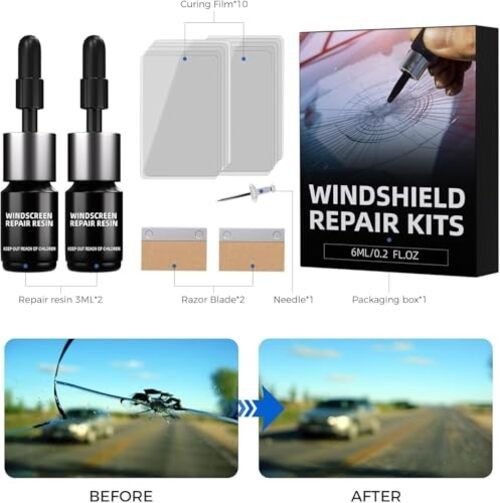 Windshield Crack Repair Kit for Windshield Chips Cracks Quick Car Glass Chip