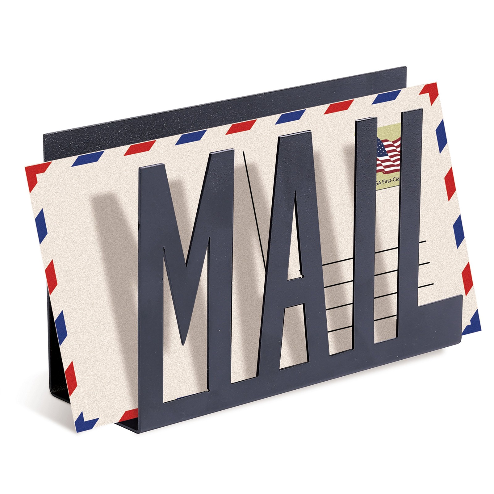 MyGift Modern Black Mail Holder Organizer with Cutout MAIL Small,