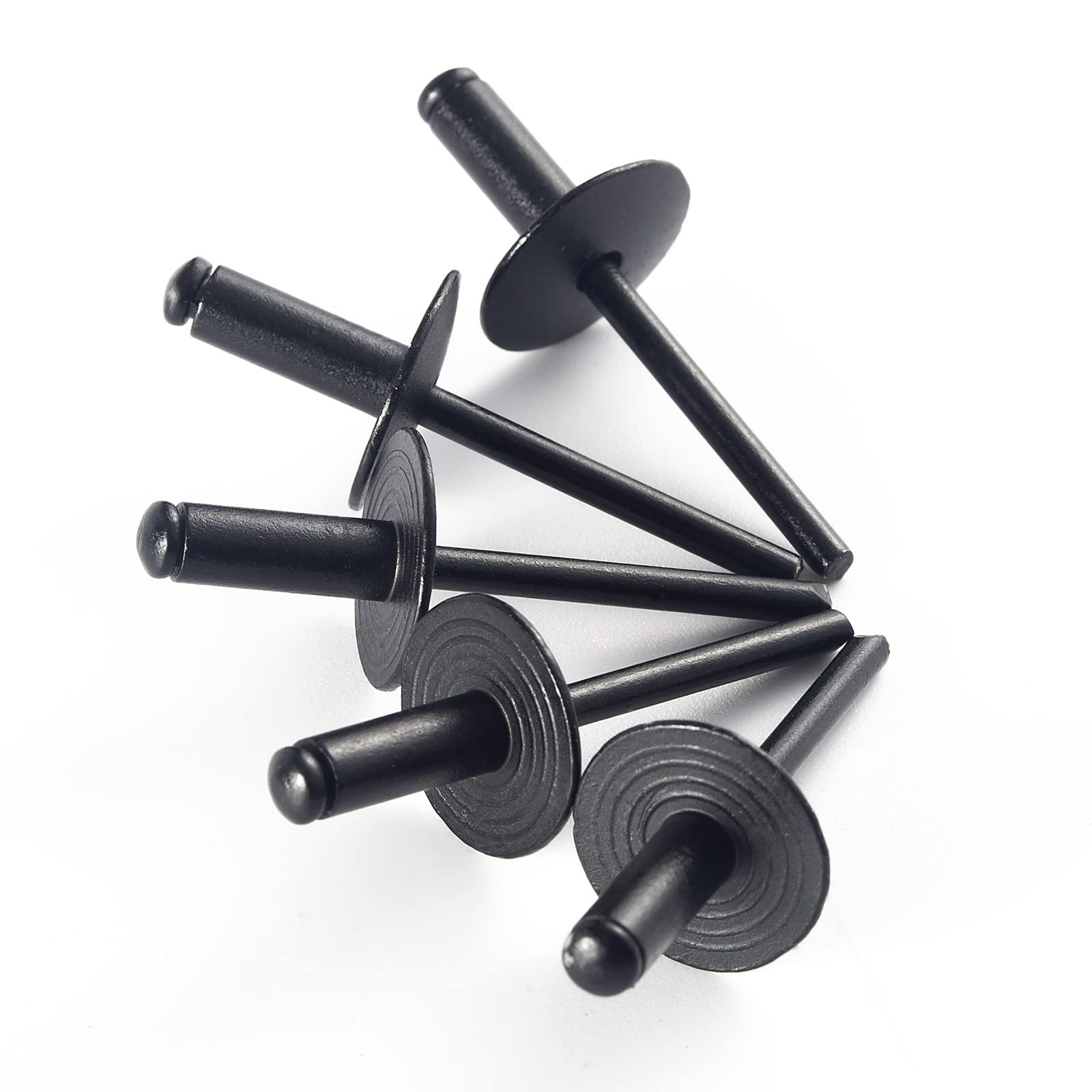 100pcs ALL Black Large Flange Blind Rivets, Aluminum, 1/8*3/8,