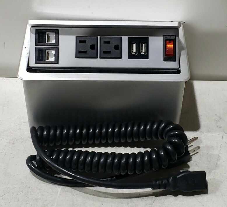 Friant Brushed Aluminum Tilt Plug Furniture Power Distribution Unit FPWR-0508