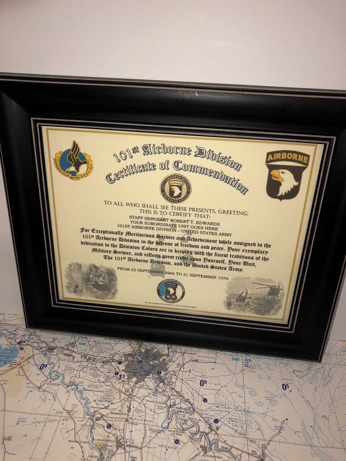 101ST AIRBORNE DIVISION / COMMEMORATIVE - CERTIFICATE OF COMMENDATION