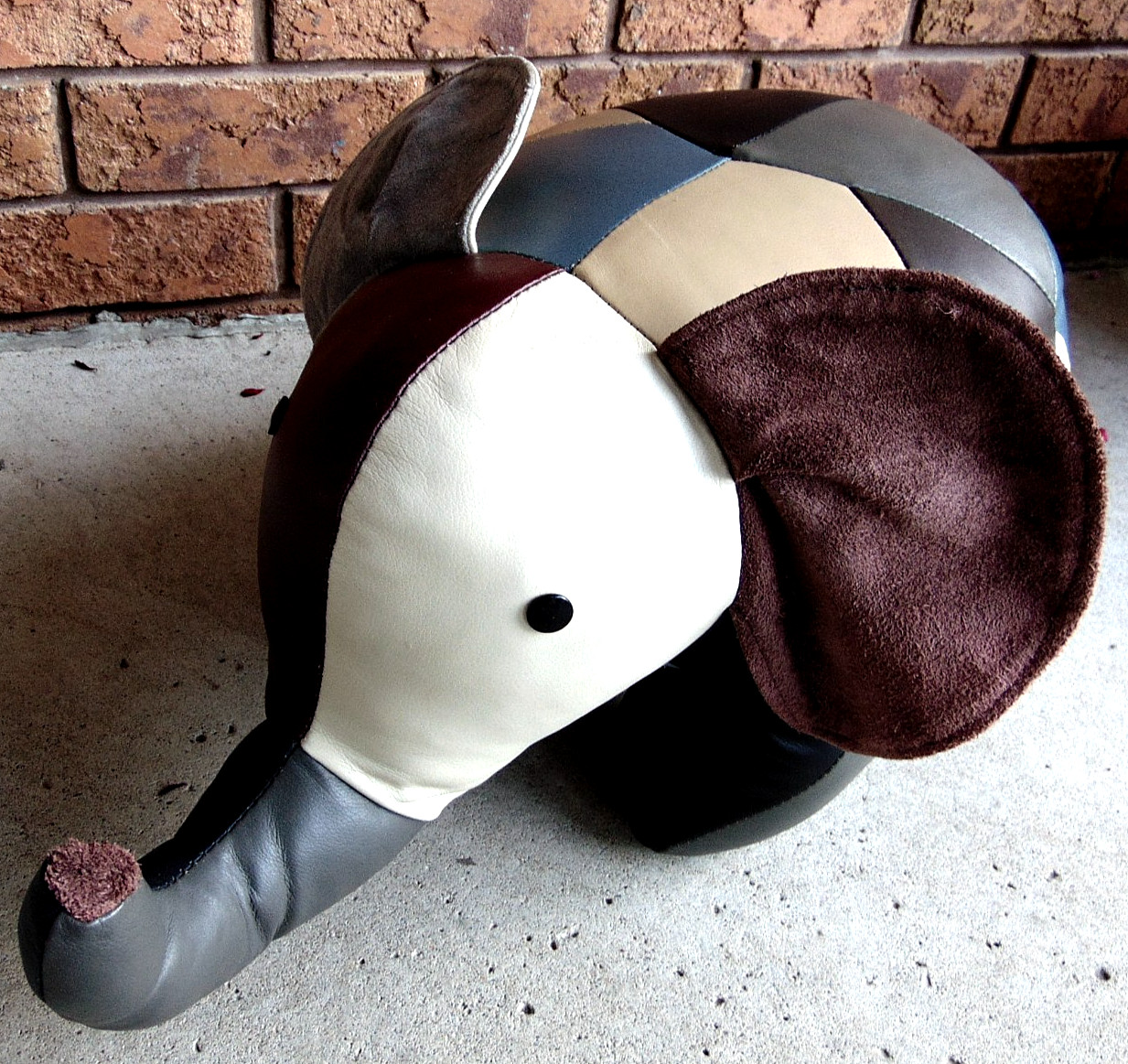 Reiner's Original Leather Elephant foot rest stool retired 10" X 13" X 22"