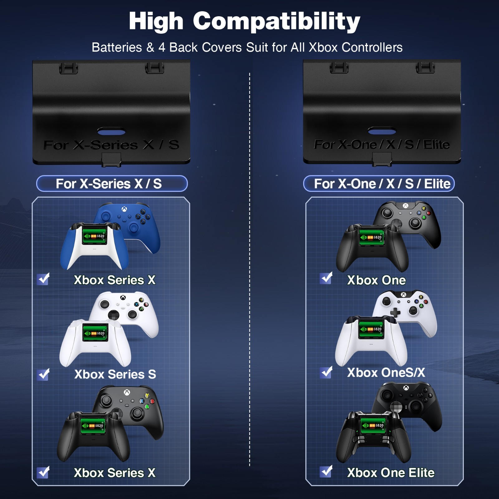 3x Rechargeable Battery Pack+Charging Dock For Xbox One Xbox Series X Controller