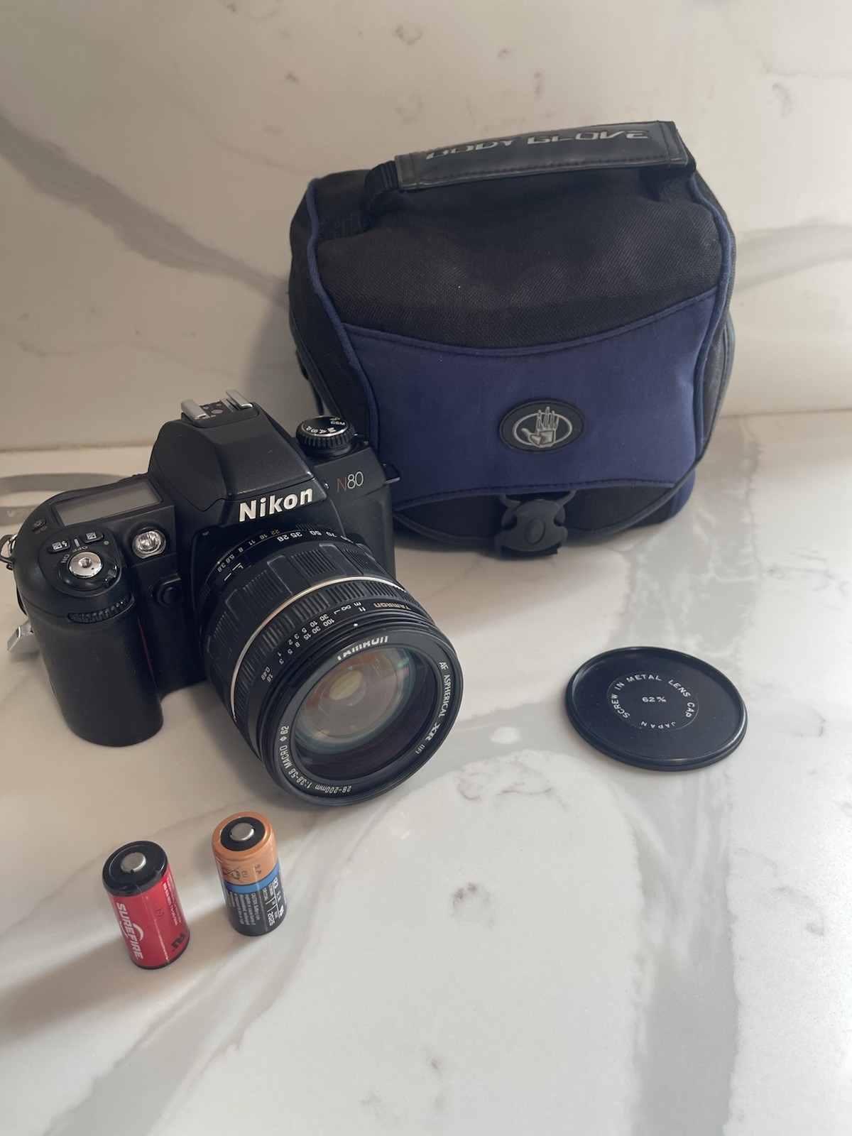 Nikon N80 35mm Film SLR Camera Black + Tamron AF Aspherical XR IF 28-200mm