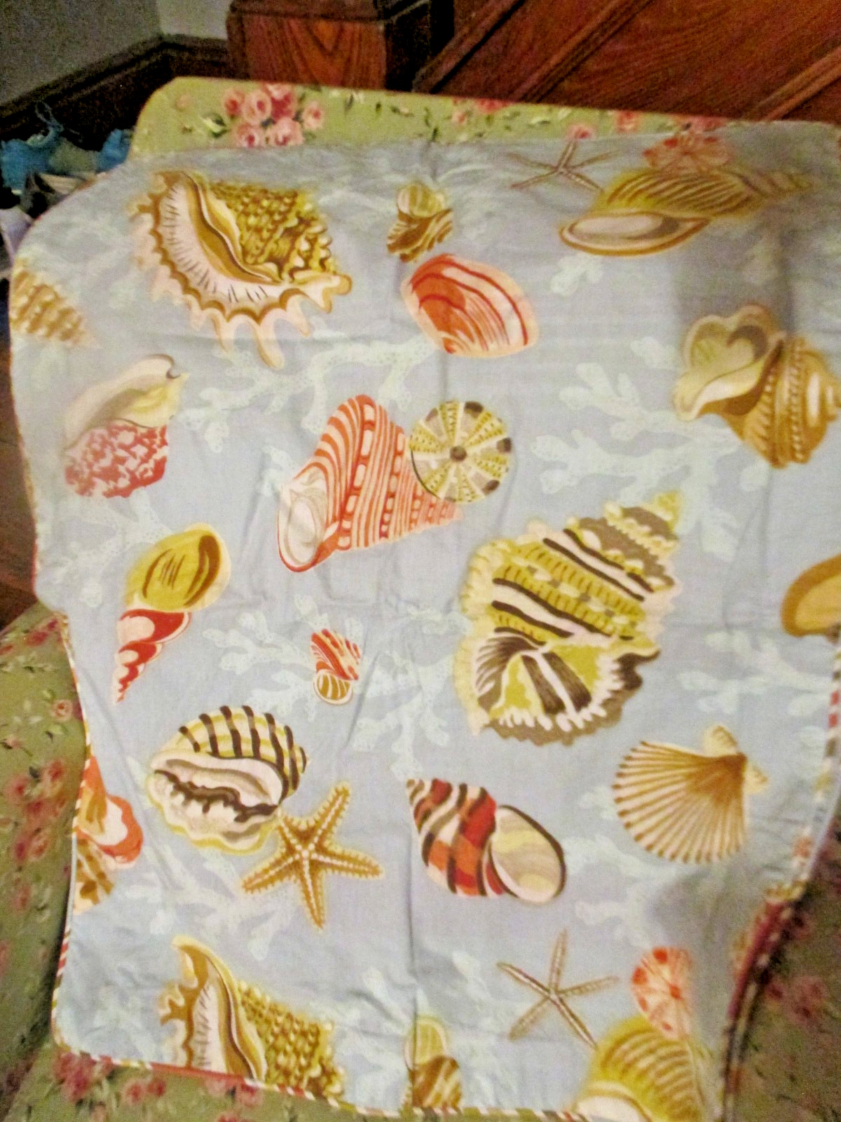 2 Royal Heritage Home Pillow Shams Standard Size Ocean Shells Stripes