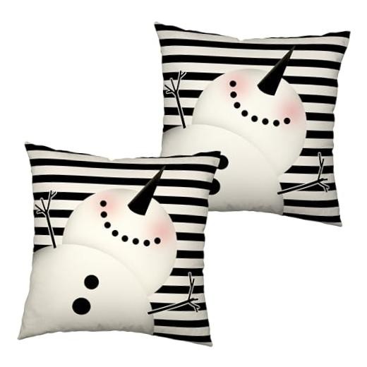 Christmas Snowman Winter Pillow Covers Set of 2 22" x 22" (Pack of 2) Winter-4