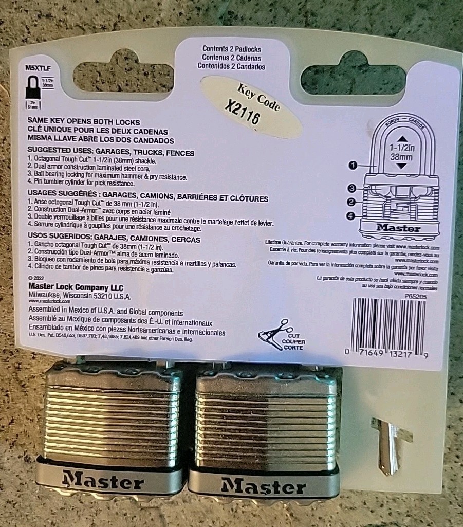 Master Lock M5XTLF Padlock Set Of 2 Security Level 9