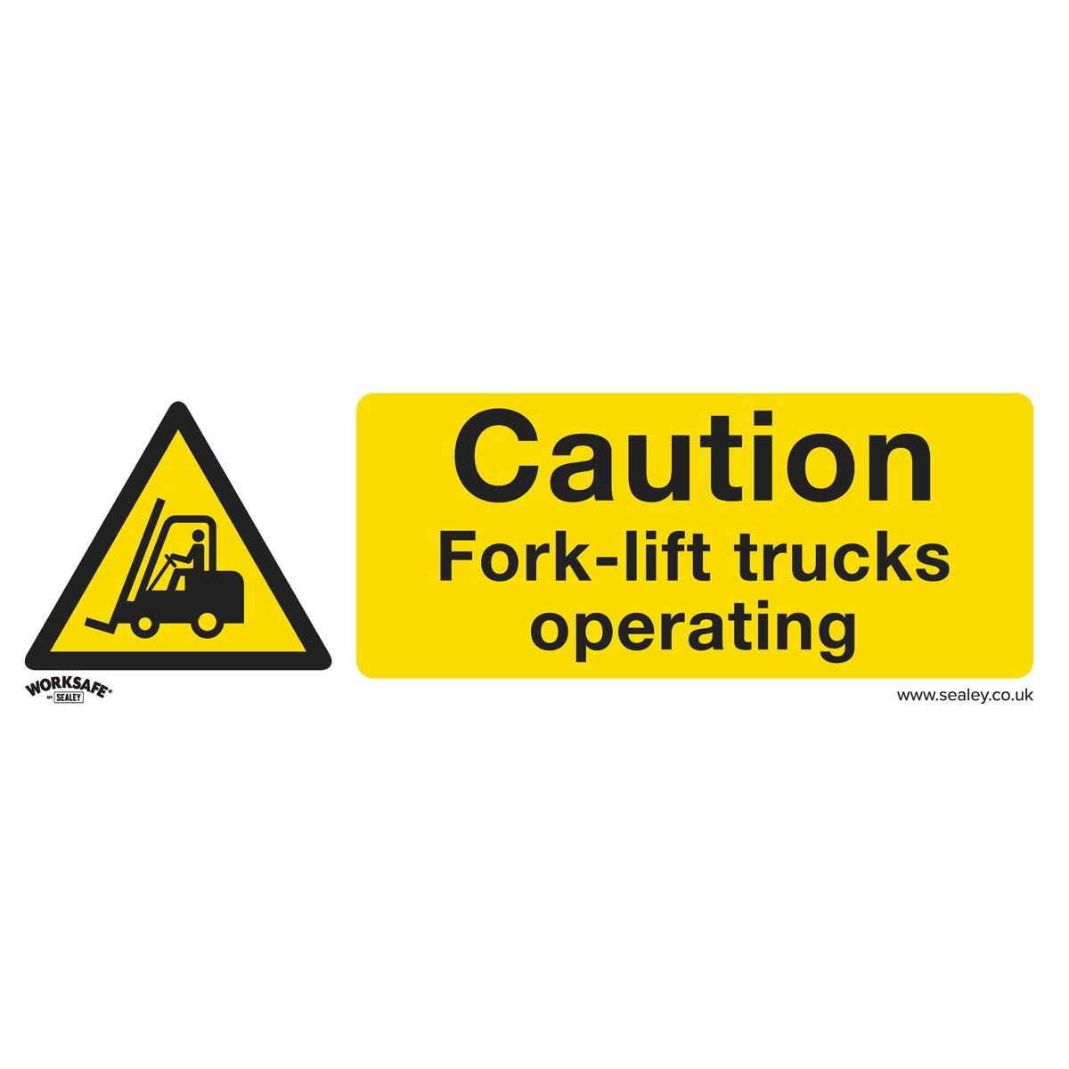 Sealey Warning Safety Sign - Caution Fork-Lift Trucks - Rigid Plastic - Pack of