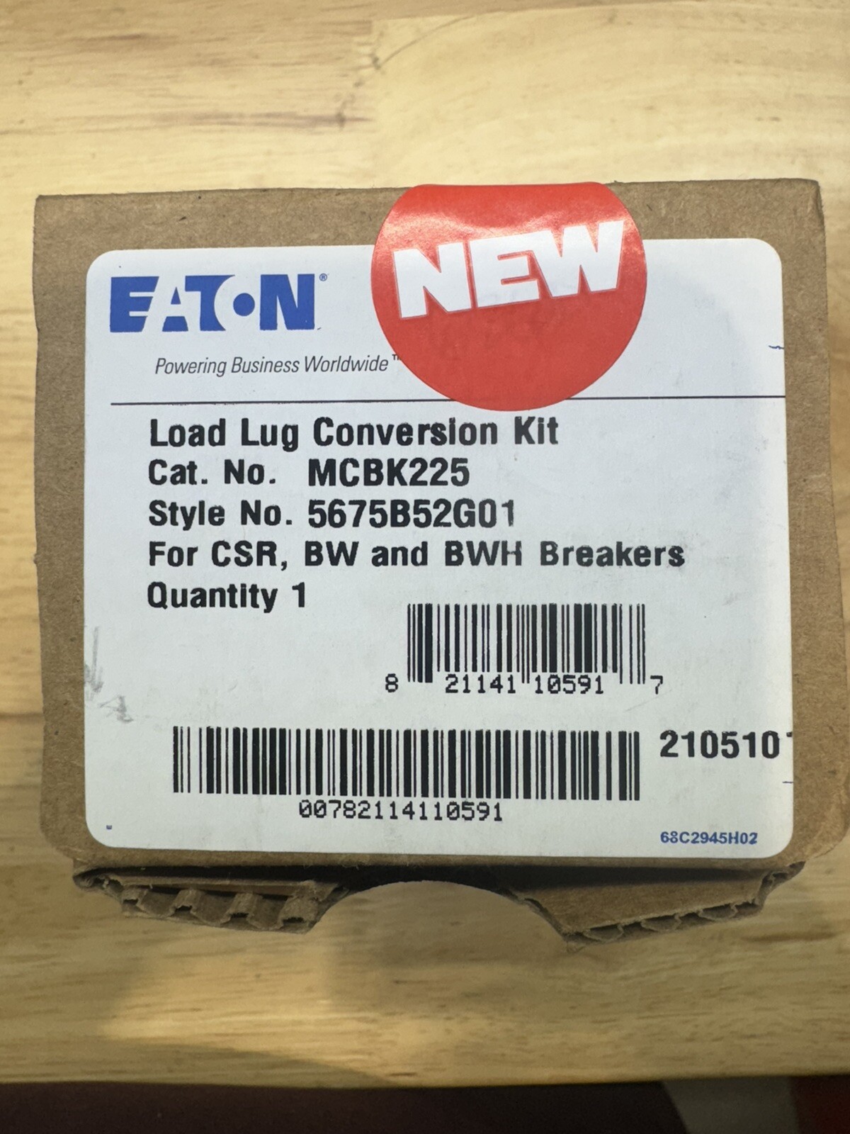 Eaton MCBK225 Load Lug Conversion Kit New In Box