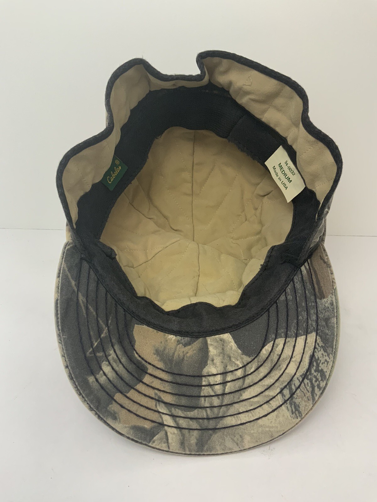 Vintage Cabelas Camo Hat Hunting Lined Cap with Ear Flaps Camouflage Medium EUC