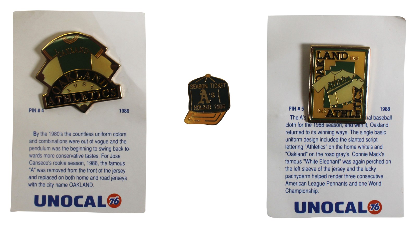 Athletics Assorted Collector Pin Set Un-signed 1