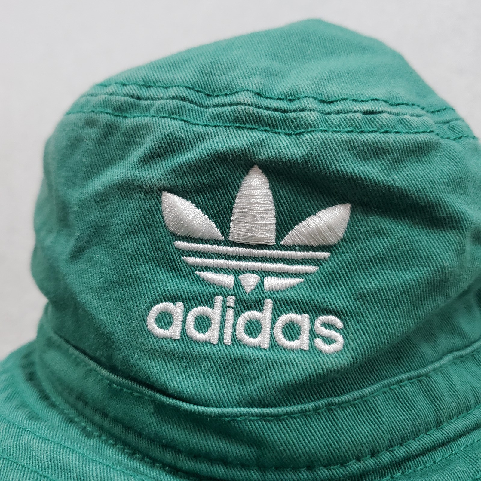 Adidas Men Bucket Hat OSFA Green Wide Trefoil Logo Embroidered