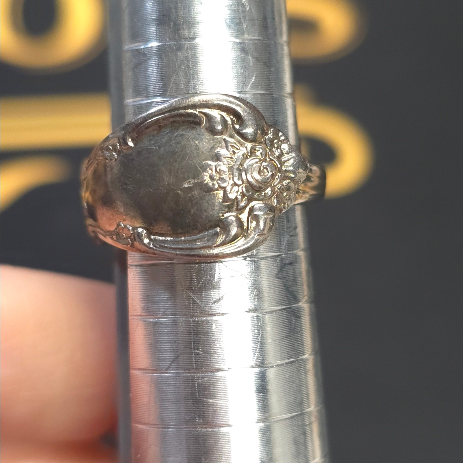 Vintage Utensil Ring Size 8 1/4 Adjustable Silvertone
