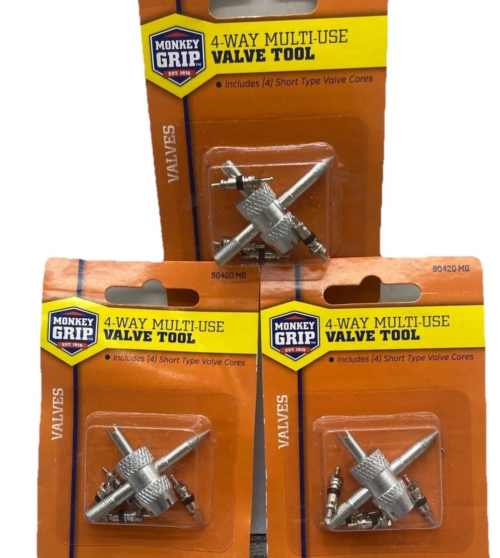 5 piece Monkey Grip Valve Tool/4Way W/Core Lot Of 3 {94}
