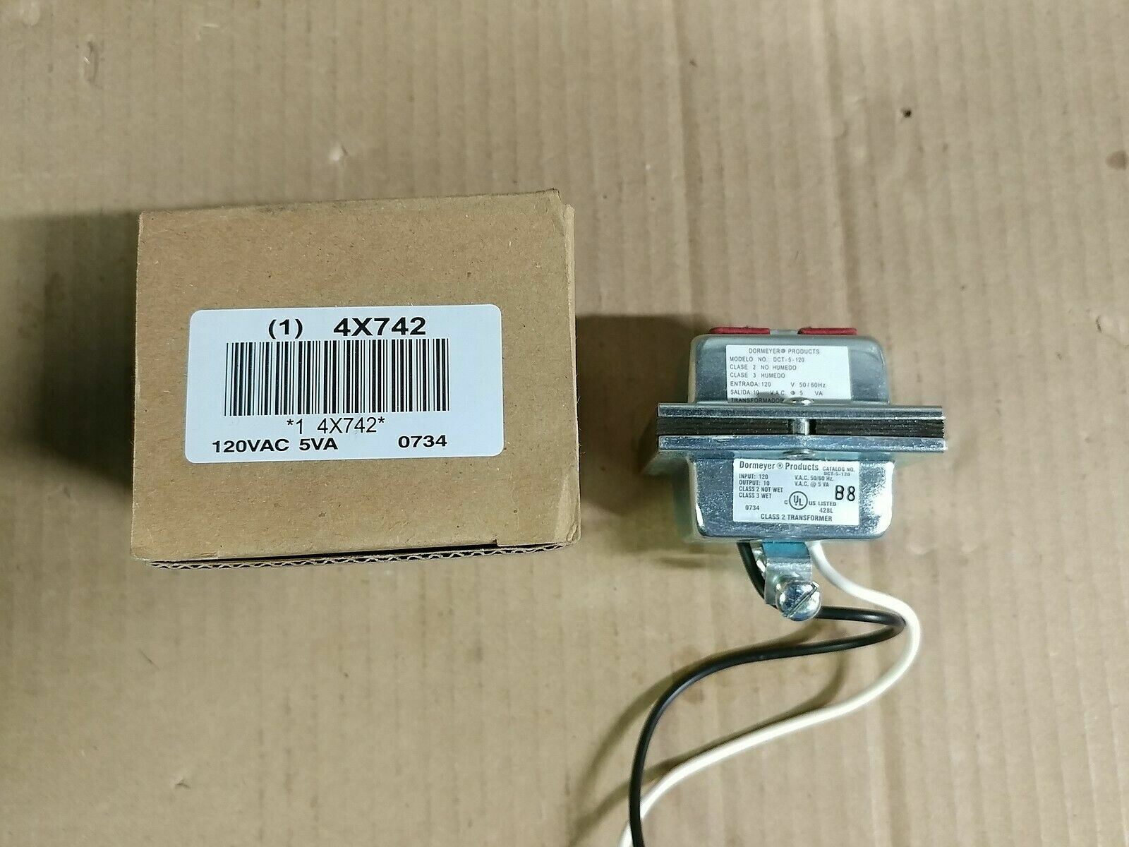 Dormeyer DCT-5-120 Class 2 Control Transformer 120VAC to 10VAC 5VA 4X742 50/60Hz