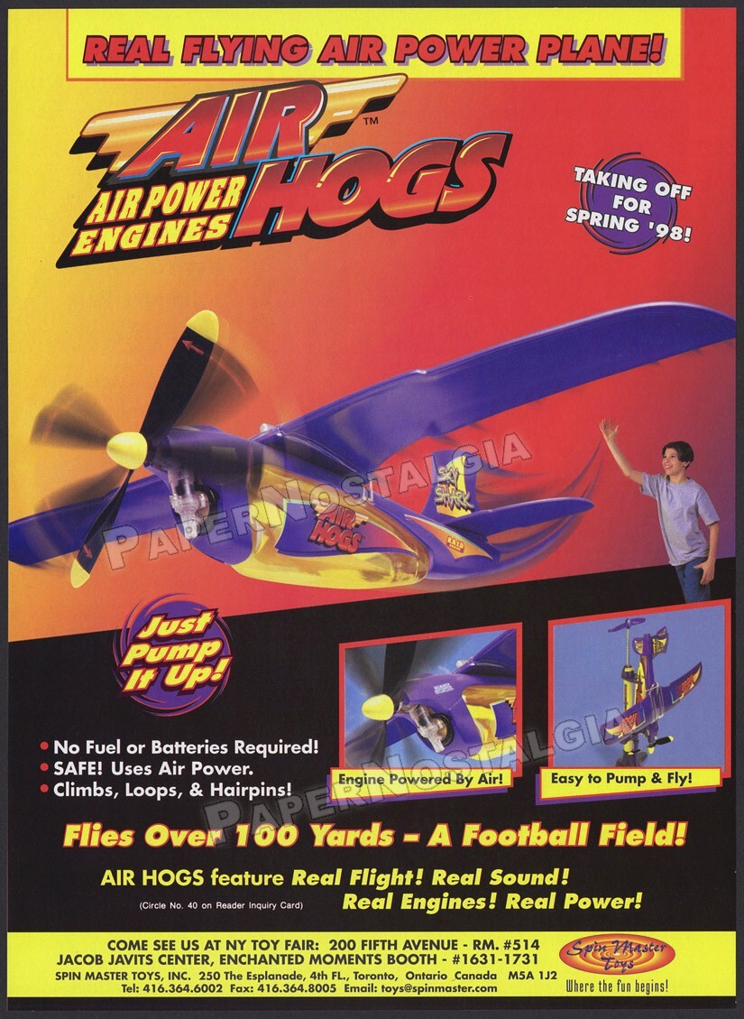 AIR HOGS - Original 1998 Trade AD / ADVERT_ Spin Master Toys promo ad_ Sky Shark