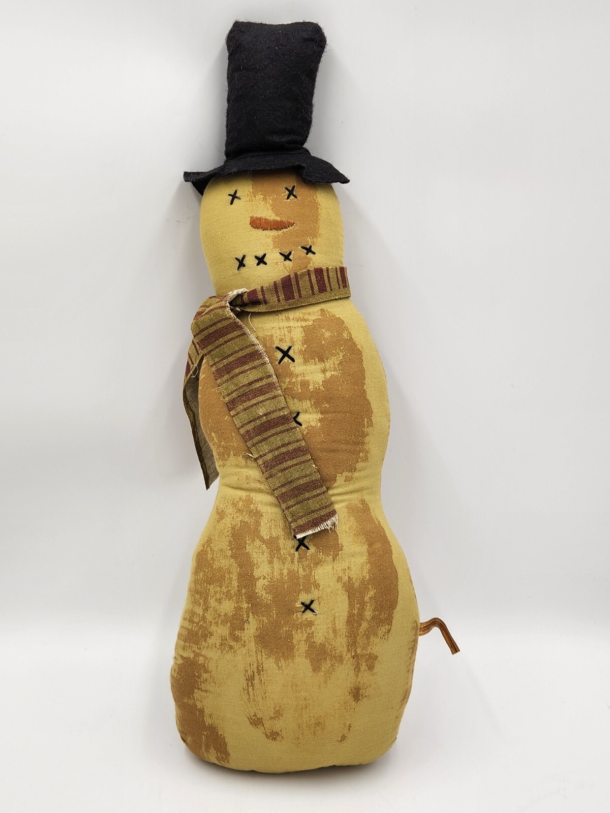 Country Primitive Snowman Plush Decoration Farmhouse Style 20" Tall