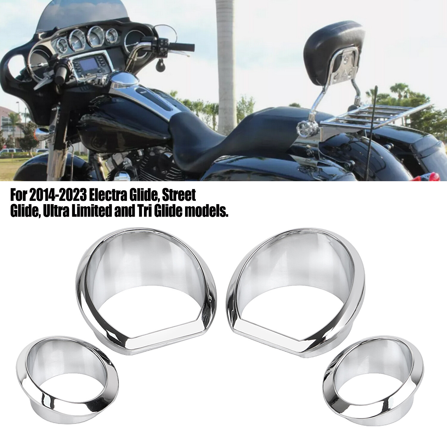 Chrome Gauge Bezel Trim Kit For Harley Electra Glide Ultra Classic FLHTCU FLHTK