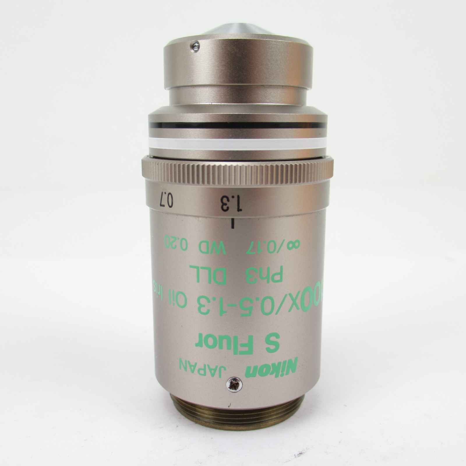 NIKON S FLUOR 100X/0.5-1.30 OIL IRIS PH3 DLL PHASE CONTRAST MICROSCOPE OBJECTIVE