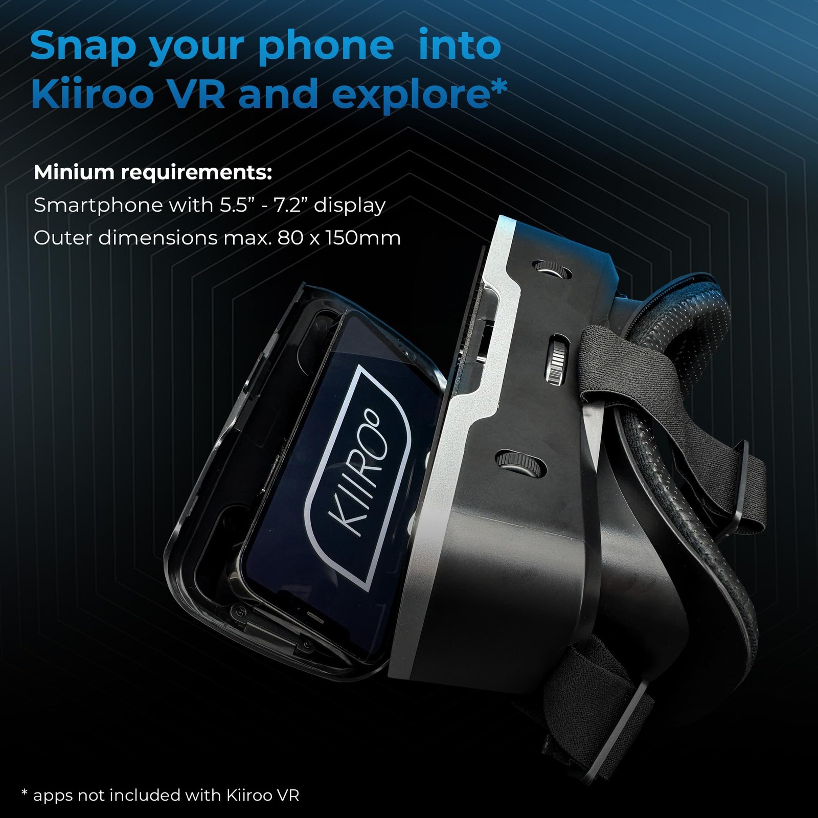 Kiiroo VR Headset for Phone - Optimized for VR Content - for iPhone, Android