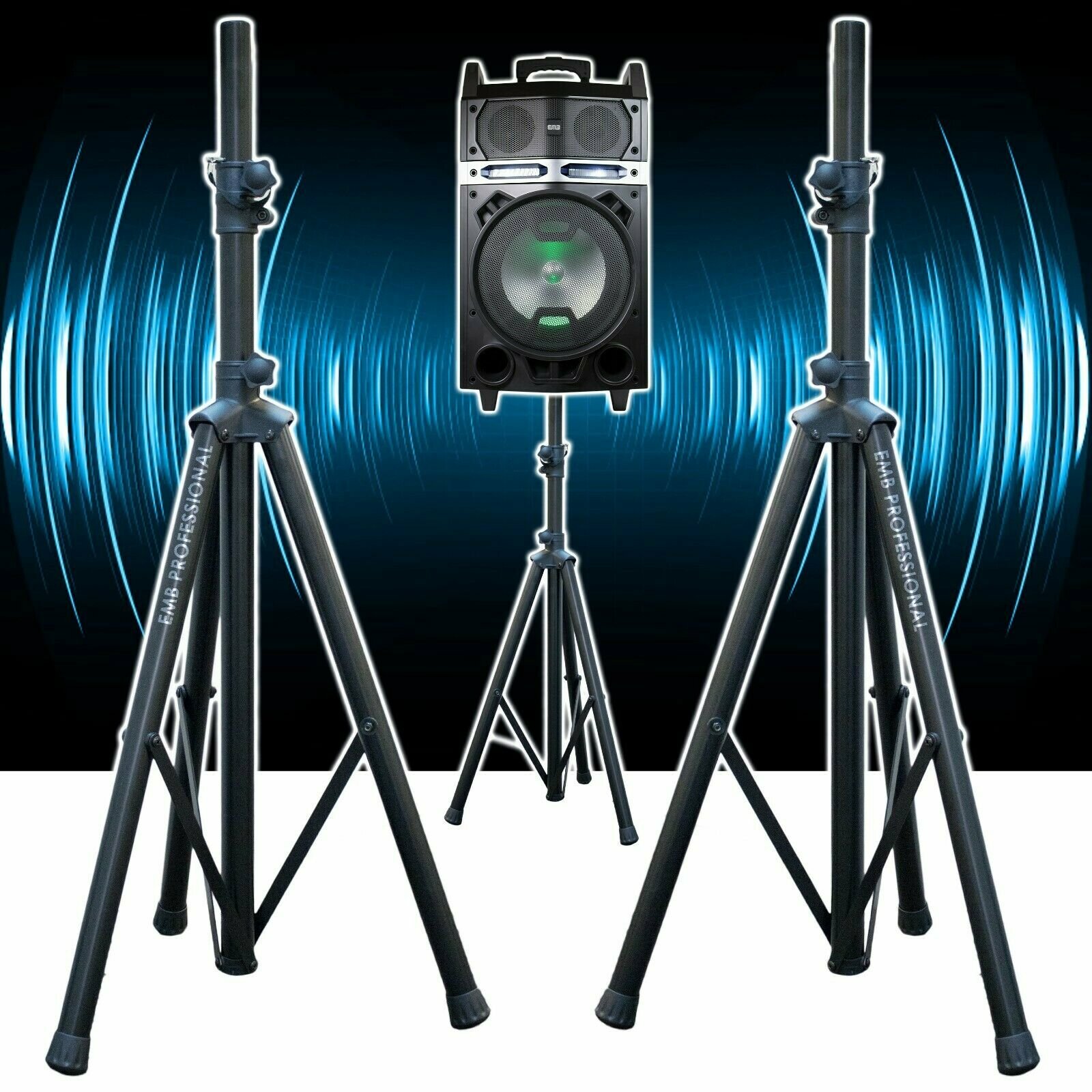 Pair EMB TSS3 Pro Adjustable Heavy Duty Tripod PA Speaker Stands for DJ, Home