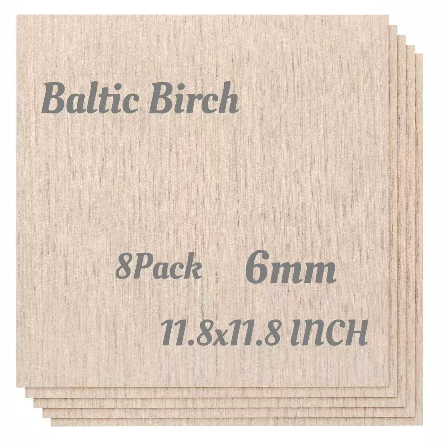 1/4 Baltic Birch Plywood - 11.8 x 11.8 inch, Pack of 8, 6mm Baltic Wood Sheet...