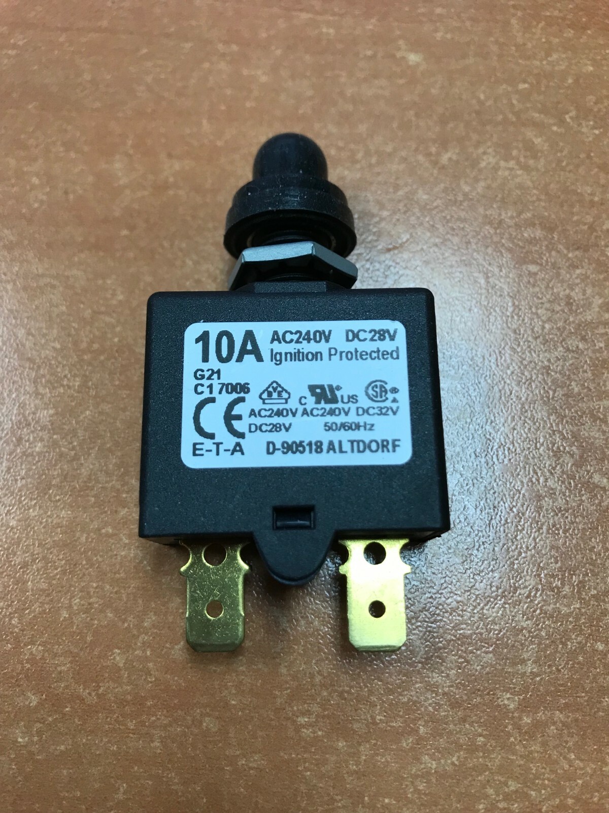 Circuit breaker DC marine push to reset 13111 10 AMP ETA 1658 G21 with boot