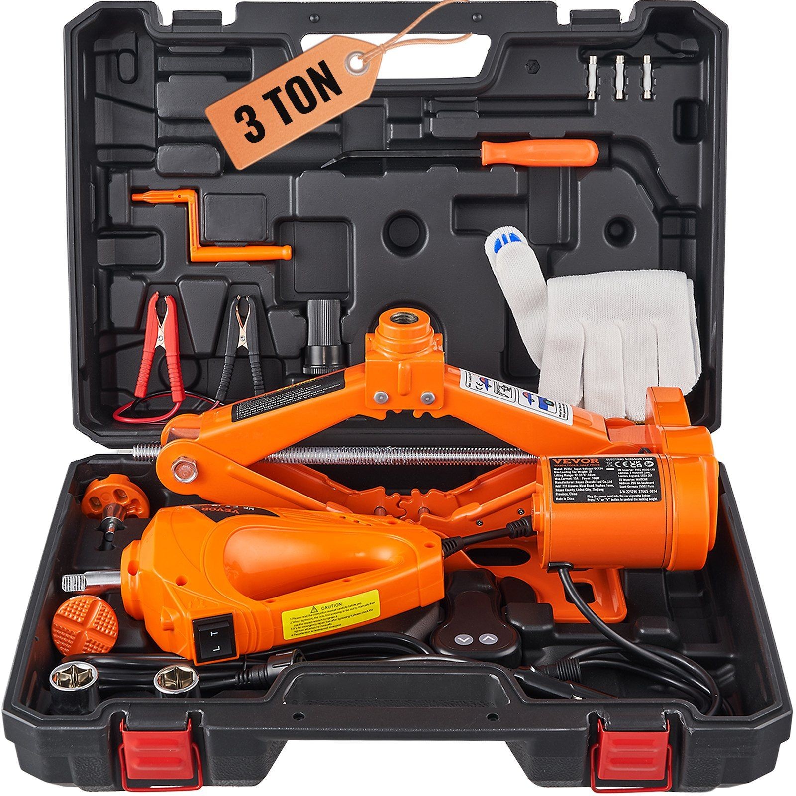 3ton-6600lb Auto Scissor Jack with Electric Wrench & Light Cord 12V
